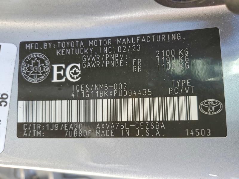 Aukcja sprzedaży 2023 Toyota Camry, vin: 4T1G11BKXPU094435, numer aukcji: 55435026