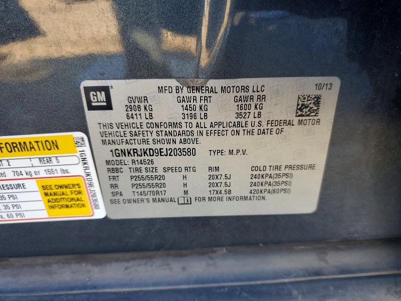 2014 Chevrolet Traverse მანქანა იყიდება აუქციონზე, vin: 1GNKRJKD9EJ203580, აუქციონის ნომერი: 58409316