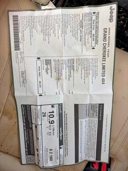 57960796 :رقم المزاد ، 1C4RJHBG0N8603441 vin ، 2022 Jeep Grand Cherokee مزاد بيع