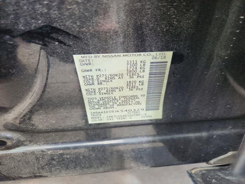 Aukcja sprzedaży 2018 Nissan Titan, vin: 1N6AA1E59JN540329, numer aukcji: 57205846
