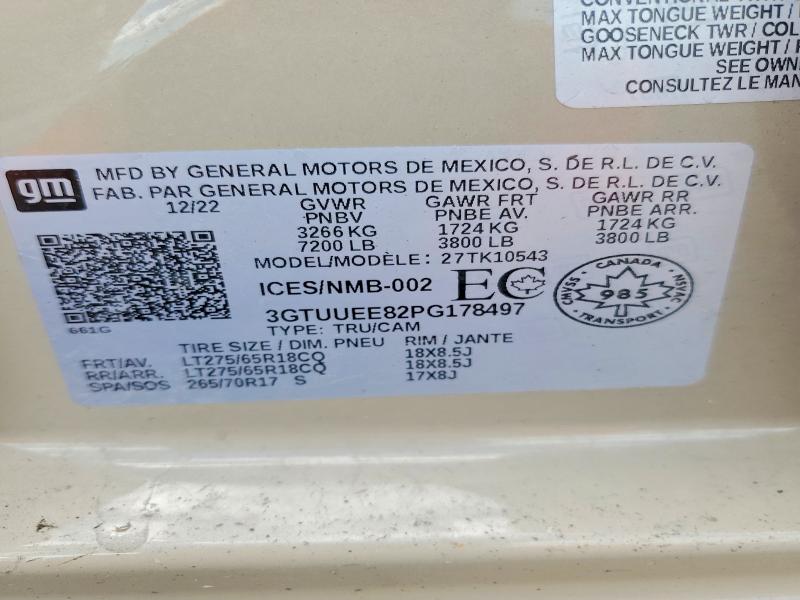 Aukcja sprzedaży 2023 Gmc Sierra, vin: 3GTUUEE82PG178497, numer aukcji: 57655746