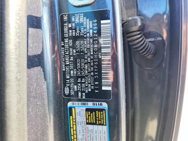 56386616 :رقم المزاد ، 5XYP6DHC0MG124966 vin ، 2021 Kia Telluride مزاد بيع