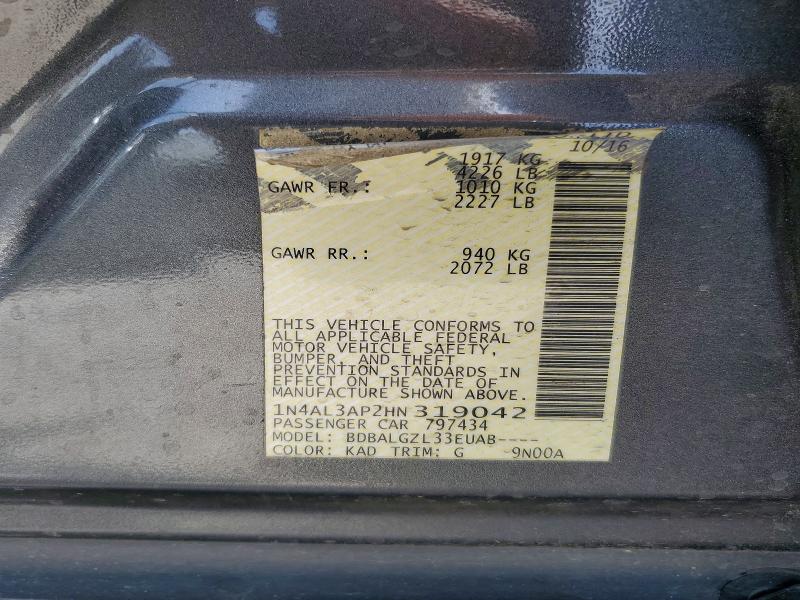 Продаж на аукціоні авто 2017 Nissan Altima, vin: 1N4AL3AP2HN319042, номер лоту: 85771685