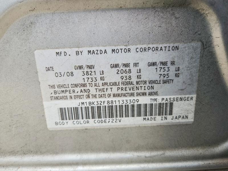 56662386 :رقم المزاد ، JM1BK32F881133309 vin ، 2008 Mazda 3 مزاد بيع