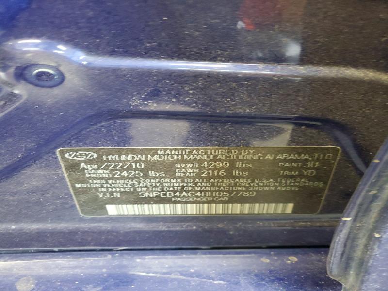Продажа на аукционе авто 2011 Hyundai Sonata, vin: 5NPEB4AC4BH057789, номер лота: 57508736