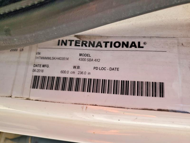 Aukcja sprzedaży 2019 International 4300, vin: 1HTMMMML5KH403514, numer aukcji: 56215706