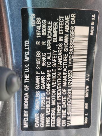 Продажа на аукционе авто 2020 Honda Civic, vin: SHHFK7H31LU210252, номер лота: 56932976
