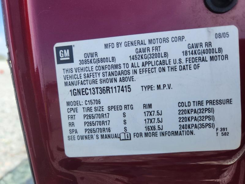 Продаж на аукціоні авто 2006 Chevrolet Tahoe, vin: 1GNEC13T36R117415, номер лоту: 57908426