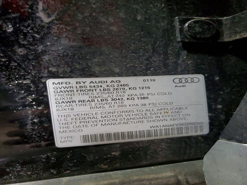 Aukcja sprzedaży 2019 Audi Q5, vin: WA1ANAFY2K2050330, numer aukcji: 57835846