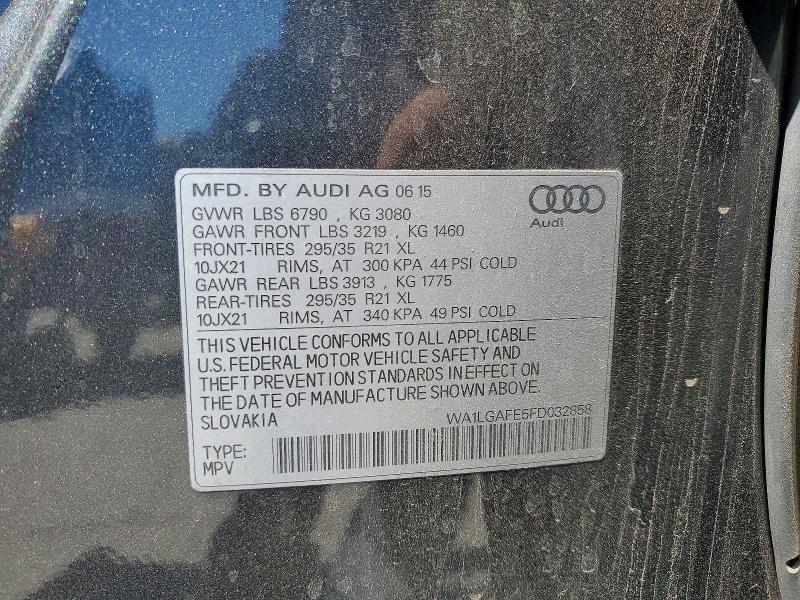 58136716 :رقم المزاد ، WA1LGAFE5FD032858 vin ، 2015 Audi Q7 مزاد بيع