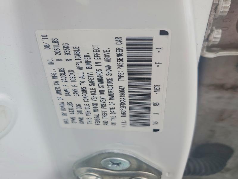 Aukcja sprzedaży 2010 Honda Accord, vin: 1HGCP2F8XAA190047, numer aukcji: 57199696