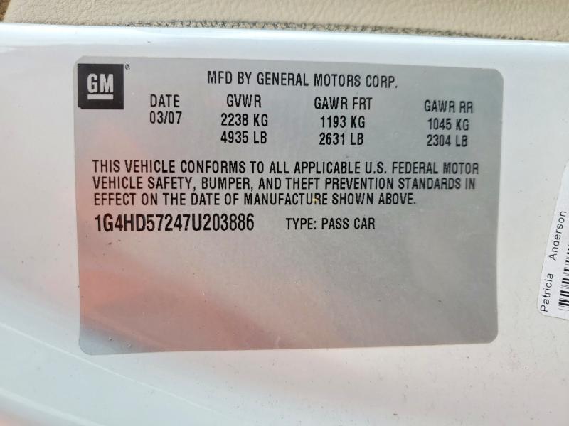 Продажа на аукционе авто 2007 Buick Lucerne, vin: 1G4HD57247U203886, номер лота: 56303196