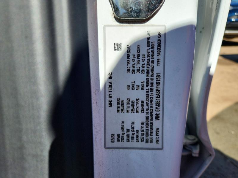 Продаж на аукціоні авто 2023 Tesla Model 3, vin: 5YJ3E1EA8PF491581, номер лоту: 57262656