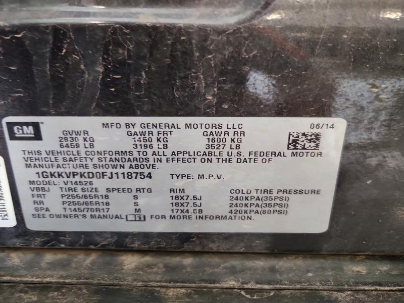 58233546 :رقم المزاد ، 1GKKVPKD0FJ118754 vin ، 2015 Gmc Acadia مزاد بيع