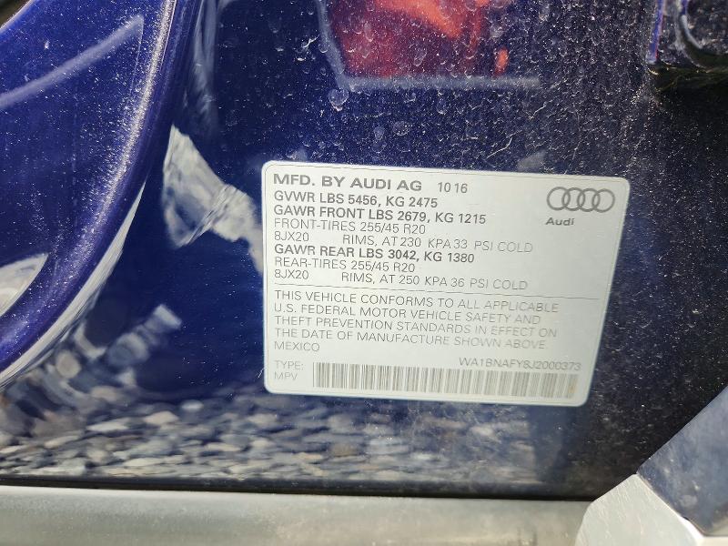 Aukcja sprzedaży 2018 Audi Q5, vin: WA1BNAFY8J2000373, numer aukcji: 55606286