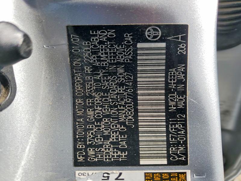 Продаж на аукціоні авто 2007 Toyota Prius, vin: JTDKB20U977614127, номер лоту: 56539906