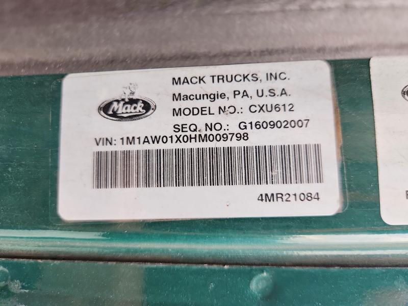 Продажа на аукционе авто 2017 Mack Cxu613, vin: 1M1AW01X0HM009798, номер лота: 57075816