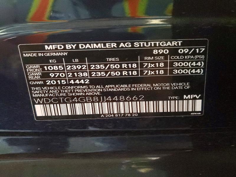 Продажа на аукционе авто 2018 Mercedes-benz Gla, vin: WDCTG4GB8JJ448662, номер лота: 58800226