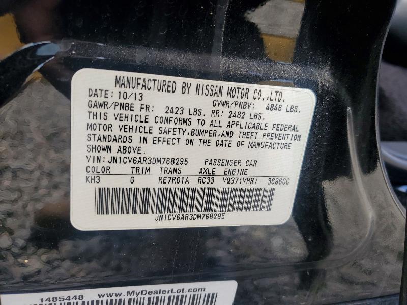 2013 Infiniti G37 მანქანა იყიდება აუქციონზე, vin: JN1CV6AR3DM768295, აუქციონის ნომერი: 56531266