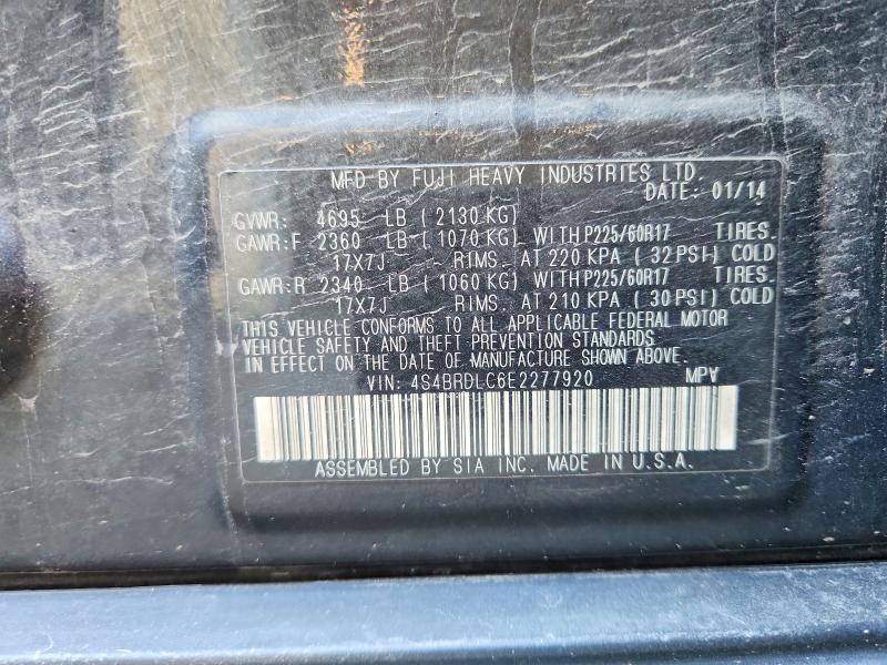 55965886 :رقم المزاد ، 4S4BRDLC6E2277920 vin ، 2014 Subaru Outback مزاد بيع