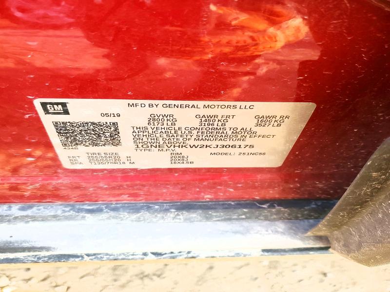 Aukcja sprzedaży 2019 Chevrolet Traverse, vin: 1GNEVHKW2KJ306175, numer aukcji: 56065306