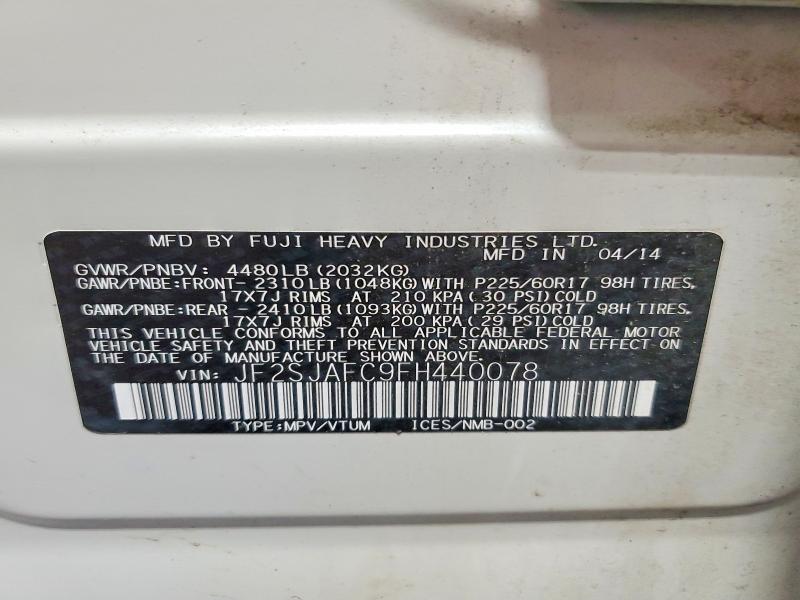 Продаж на аукціоні авто 2015 Subaru Forester, vin: JF2SJAFC9FH440078, номер лоту: 56307056