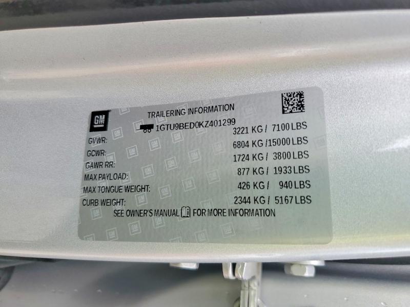 Продаж на аукціоні авто 2019 Gmc Sierra, vin: 1GTU9BED0KZ401299, номер лоту: 59117926