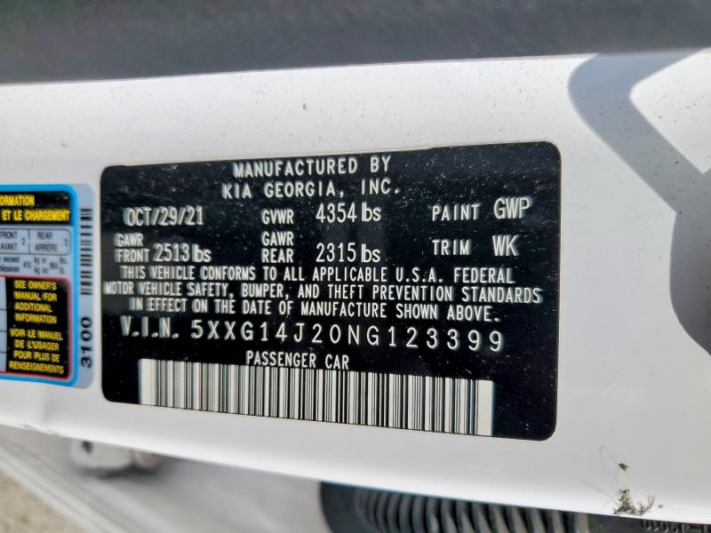Продажа на аукционе авто 2022 Kia K5, vin: 5XXG14J20NG123399, номер лота: 57013506