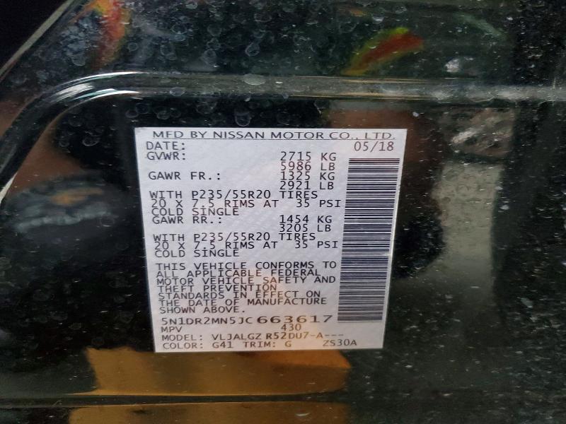 Продажа на аукционе авто 2018 Nissan Pathfinder, vin: 5N1DR2MN5JC663617, номер лота: 58149146