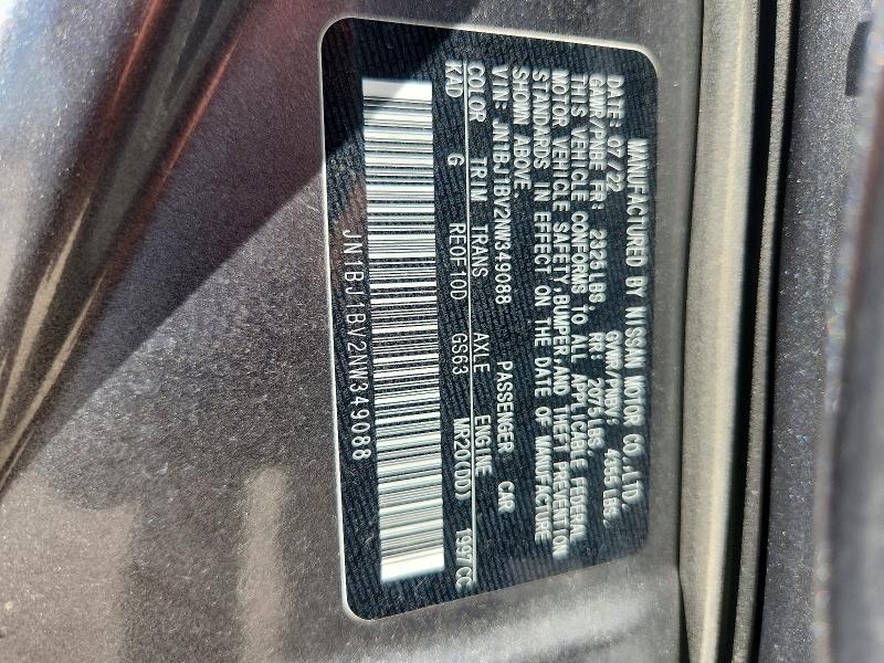 Aukcja sprzedaży 2022 Nissan Rogue Sport, vin: JN1BJ1BV2NW349088, numer aukcji: 57183706