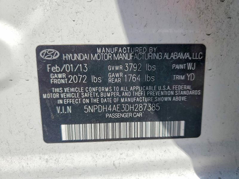 Продажа на аукционе авто 2013 Hyundai Elantra, vin: 5NPDH4AE3DH287385, номер лота: 51921526