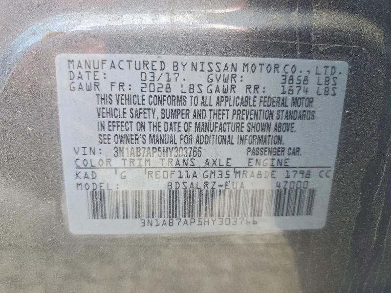 Продажа на аукционе авто 2017 Nissan Sentra, vin: 3N1AB7AP5HY303766, номер лота: 56039026