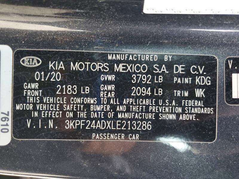 2020 Kia Forte მანქანა იყიდება აუქციონზე, vin: 3KPF24ADXLE213286, აუქციონის ნომერი: 57722916