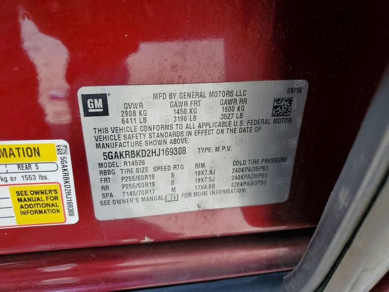 Aukcja sprzedaży 2017 Buick Enclave, vin: 5GAKRBKD2HJ169308, numer aukcji: 55696606