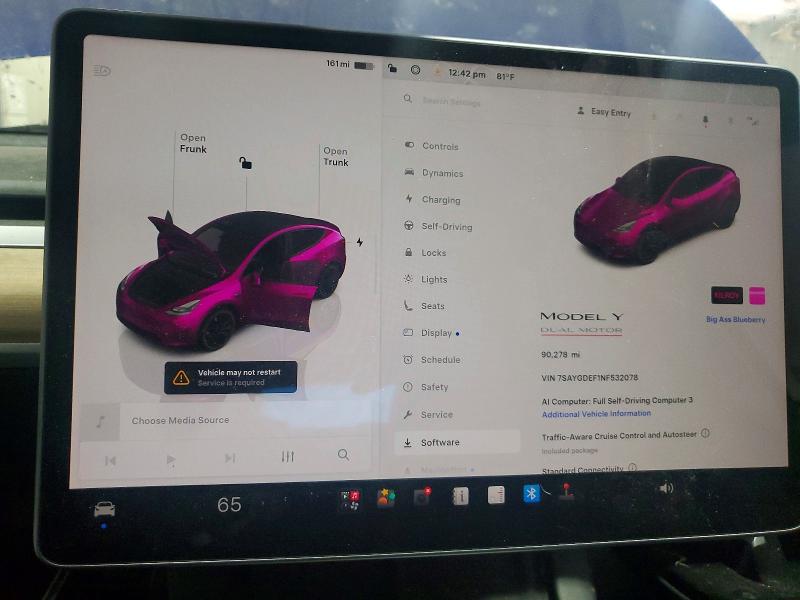 58734076 :رقم المزاد ، 7SAYGDEF1NF532078 vin ، 2022 Tesla Model Y مزاد بيع