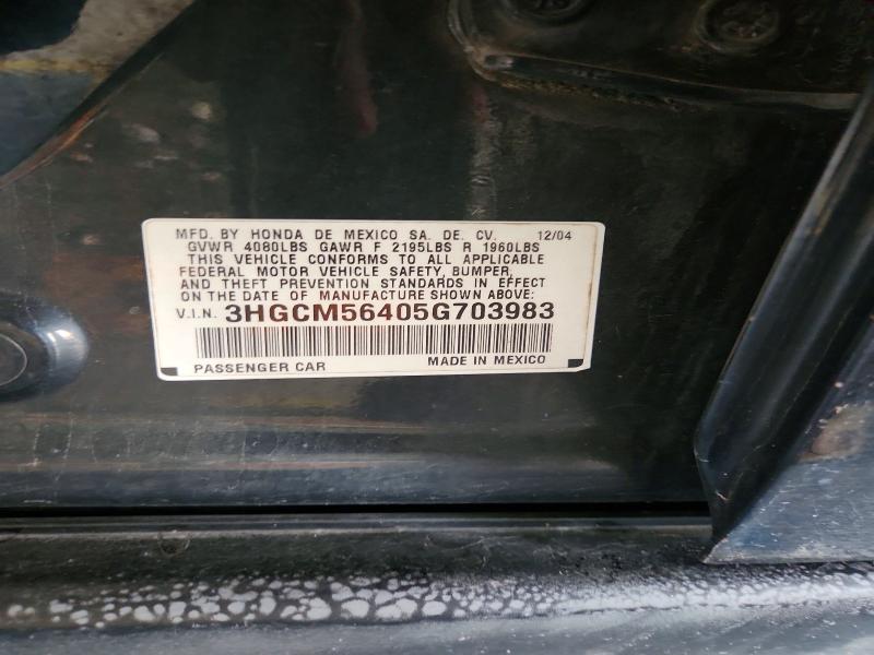 Продажа на аукционе авто 2005 Honda Accord, vin: 3HGCM56405G703983, номер лота: 51924806