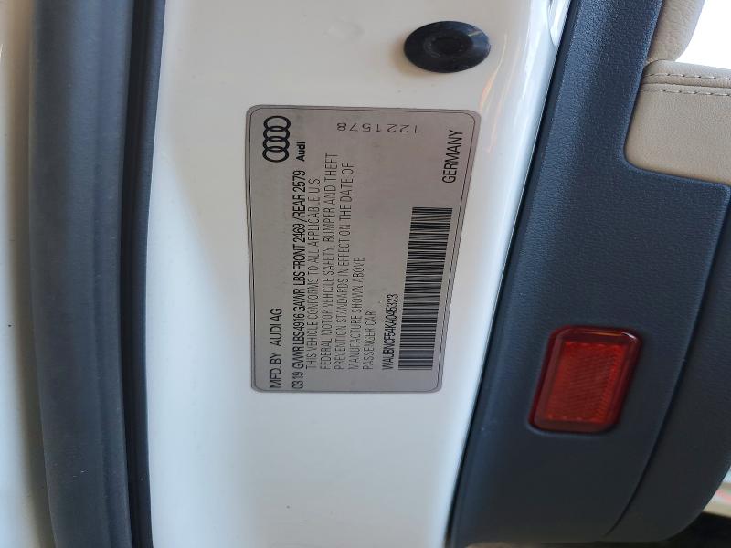 2019 Audi A5 მანქანა იყიდება აუქციონზე, vin: WAUBNCF54KA045323, აუქციონის ნომერი: 56827996
