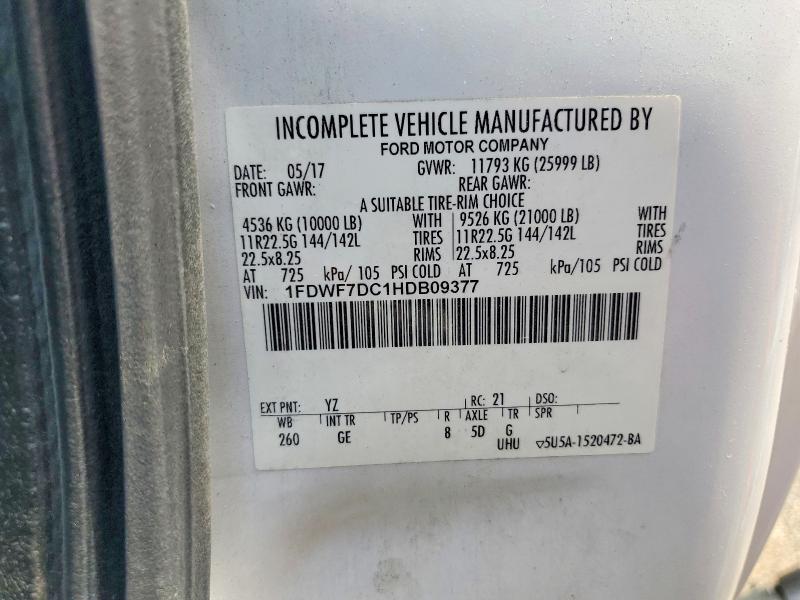 Aukcja sprzedaży 2017 Ford F750, vin: 1FDWF7DC1HDB09377, numer aukcji: 57010976