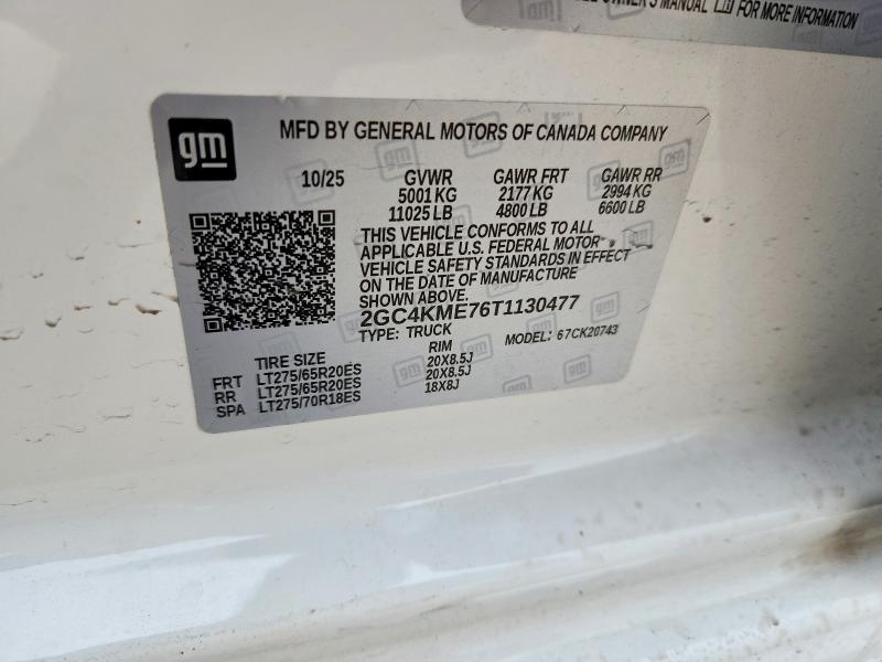 2026 Chevrolet Silverado მანქანა იყიდება აუქციონზე, vin: 2GC4KME76T1130477, აუქციონის ნომერი: 55518626