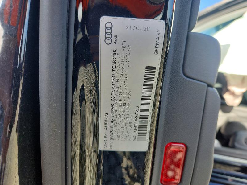 2018 Audi A4 მანქანა იყიდება აუქციონზე, vin: WAULMAF43JA047226, აუქციონის ნომერი: 56322236