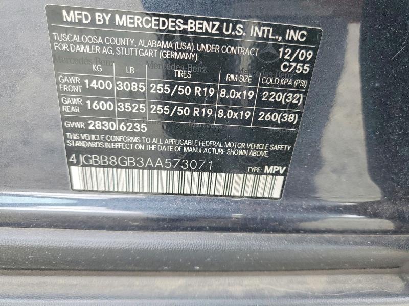 Aukcja sprzedaży 2010 Mercedes-benz Ml, vin: 4JGBB8GB3AA573071, numer aukcji: 59076636