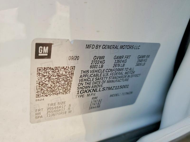 59591106 :رقم المزاد ، 1GKKNLLS7MZ115001 vin ، 2021 Gmc Acadia مزاد بيع