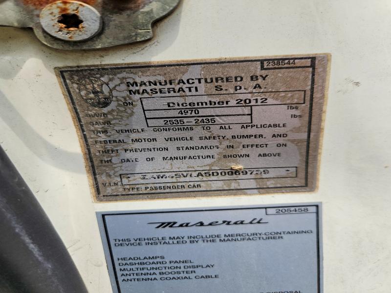 2013 Maserati Granturismo მანქანა იყიდება აუქციონზე, vin: ZAM45VLA5D0069739, აუქციონის ნომერი: 58178286