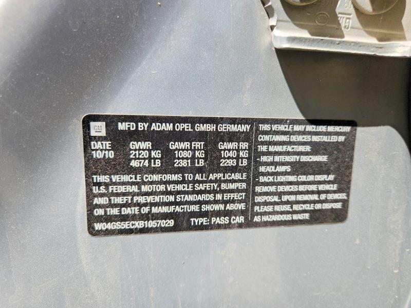 2011 Buick Regal მანქანა იყიდება აუქციონზე, vin: W04GS5ECXB1057029, აუქციონის ნომერი: 57352226
