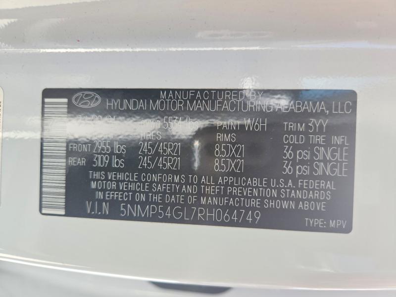 2024 Hyundai Santa Fe მანქანა იყიდება აუქციონზე, vin: 5NMP54GL7RH064749, აუქციონის ნომერი: 57316656
