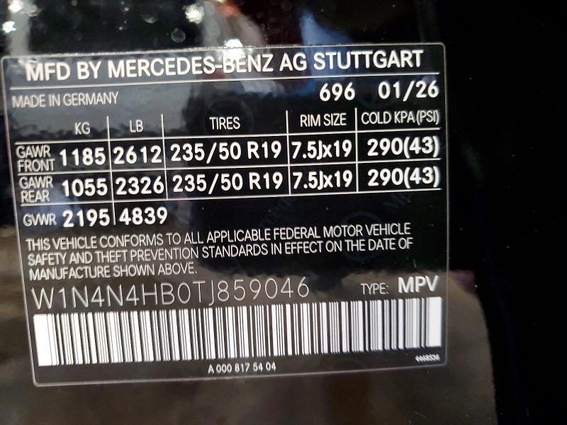 2026 Mercedes-benz Gla მანქანა იყიდება აუქციონზე, vin: W1N4N4HB0TJ859046, აუქციონის ნომერი: 58440156