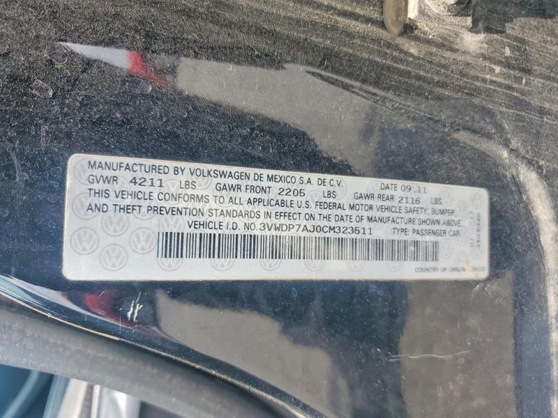 55849296 :رقم المزاد ، 3VWDP7AJ0CM323511 vin ، 2012 Volkswagen Jetta مزاد بيع