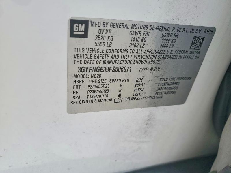58184886 :رقم المزاد ، 3GYFNGE39FS586071 vin ، 2015 Cadillac Srx مزاد بيع