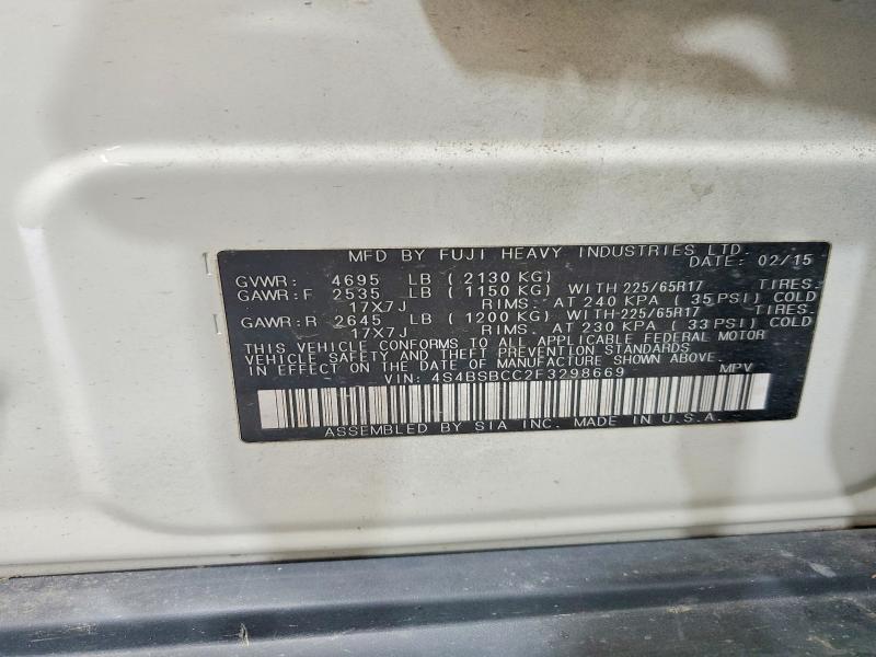 2015 Subaru Outback მანქანა იყიდება აუქციონზე, vin: 4S4BSBCC2F3298669, აუქციონის ნომერი: 58633876