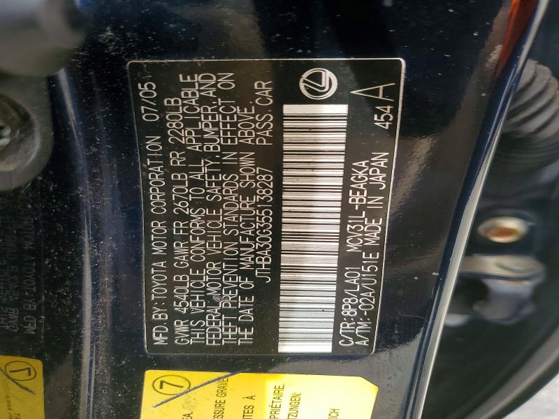 Продажа на аукционе авто 2005 Lexus Es, vin: JTHBA30G355138287, номер лота: 56993506